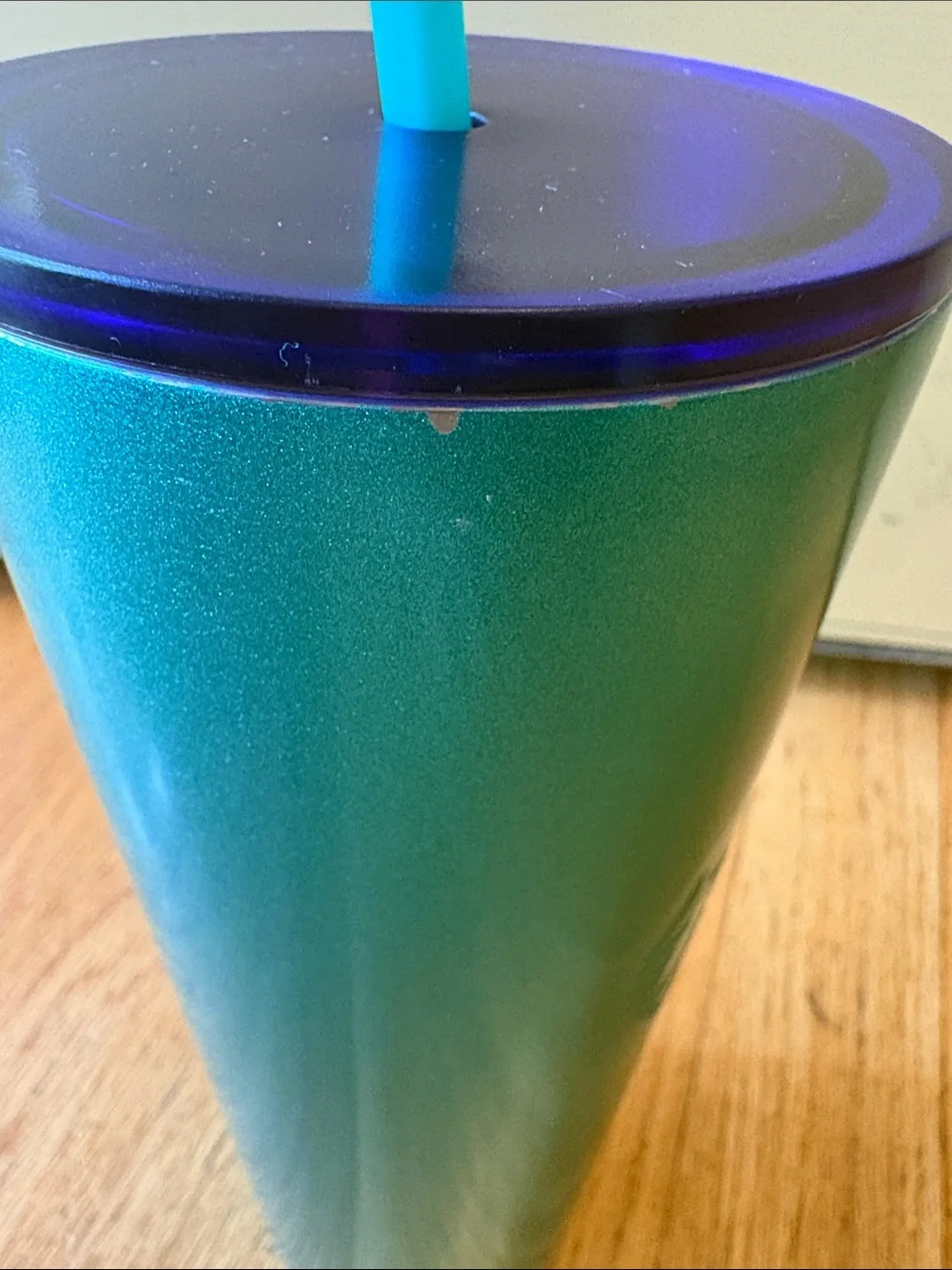 Starbucks Teal Green Ombre Stainless Tumbler with Teal Straw